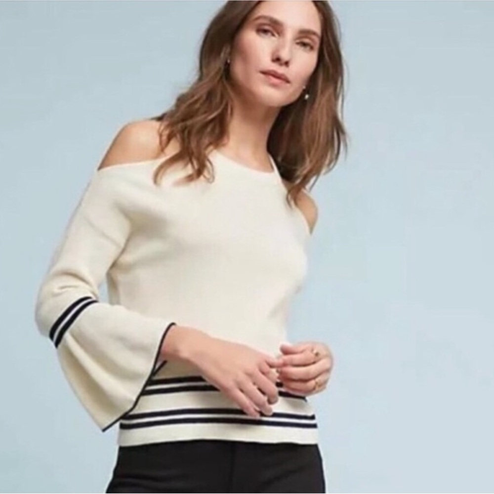 Anthropologie Knitted & Knotted Leandre Sweater Cold Shoulder S